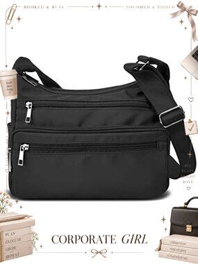 Nylon Crossbody Bag Lightweight Water Resistant Multi Pockets RFID Anti Theft